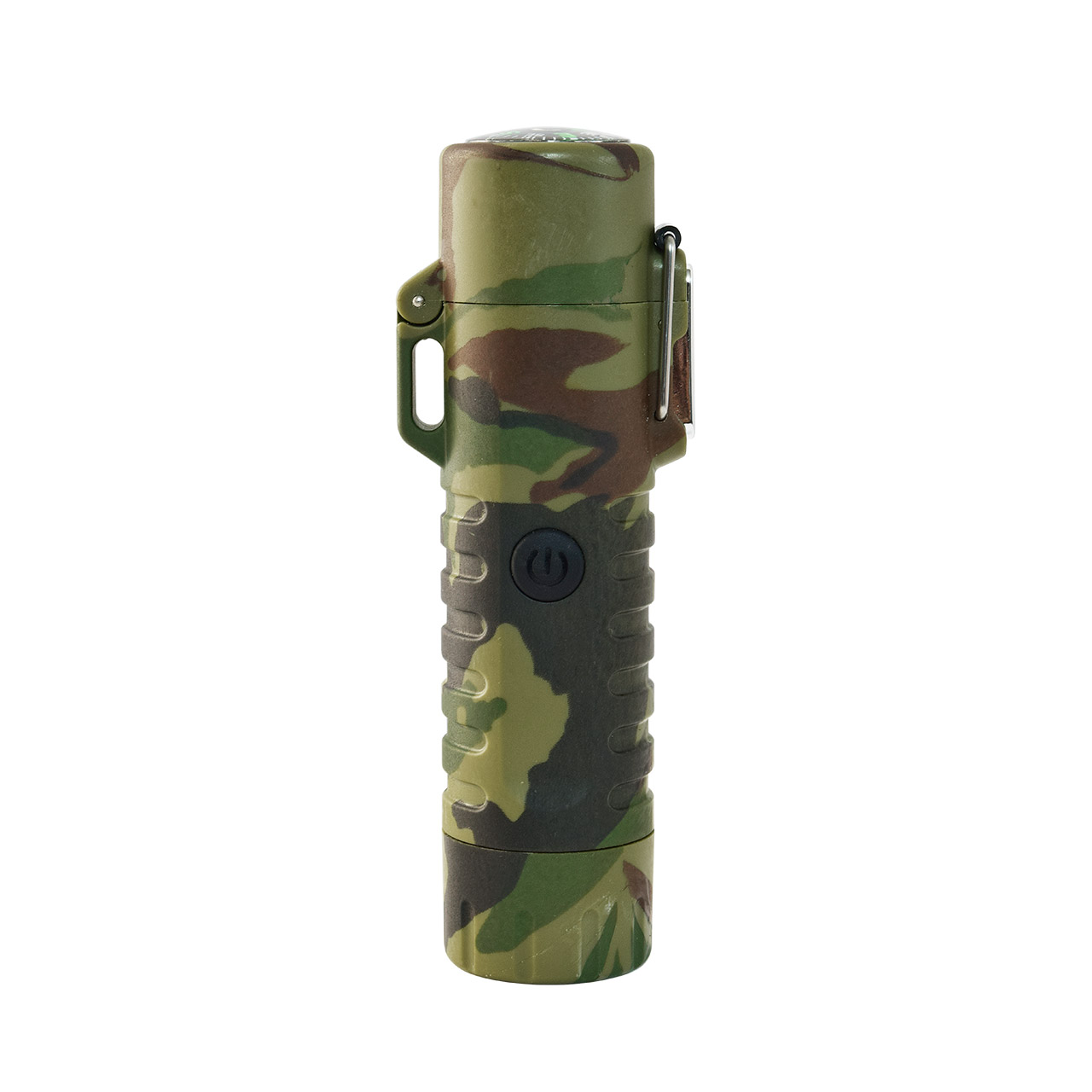 Encendedor electrónico USB con brújula, a prueba de agua, verde camuflaje