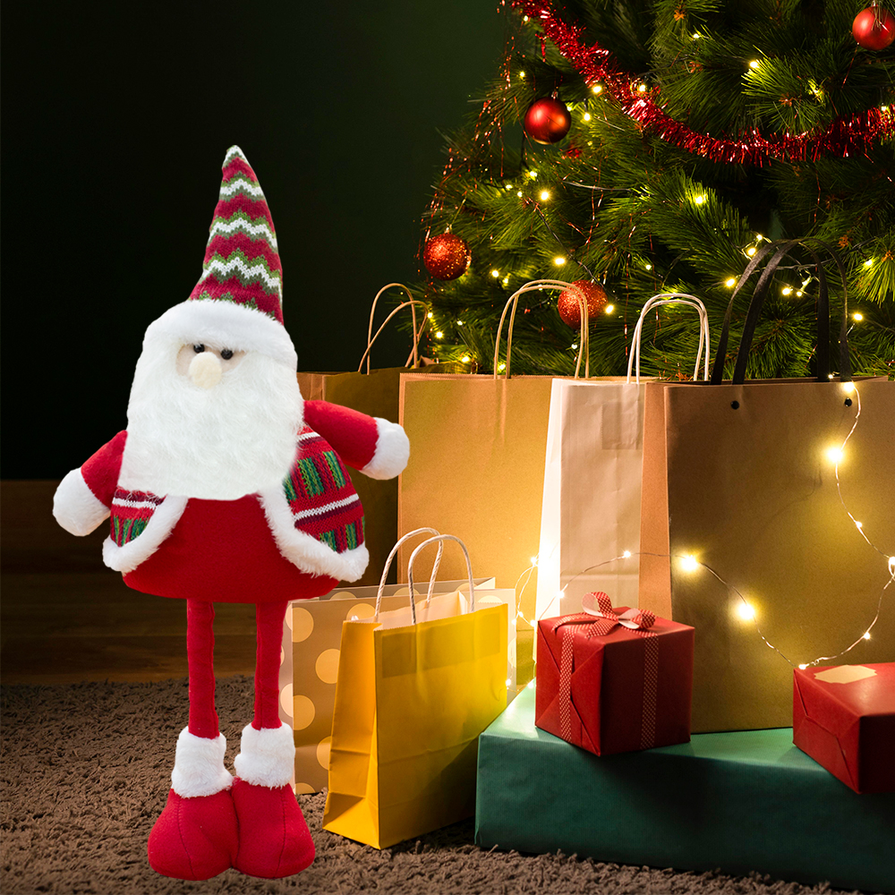 Santa Claus Adornos muñeco retráctil para Puerta Ventana, Adornos de Navidad 55 cm