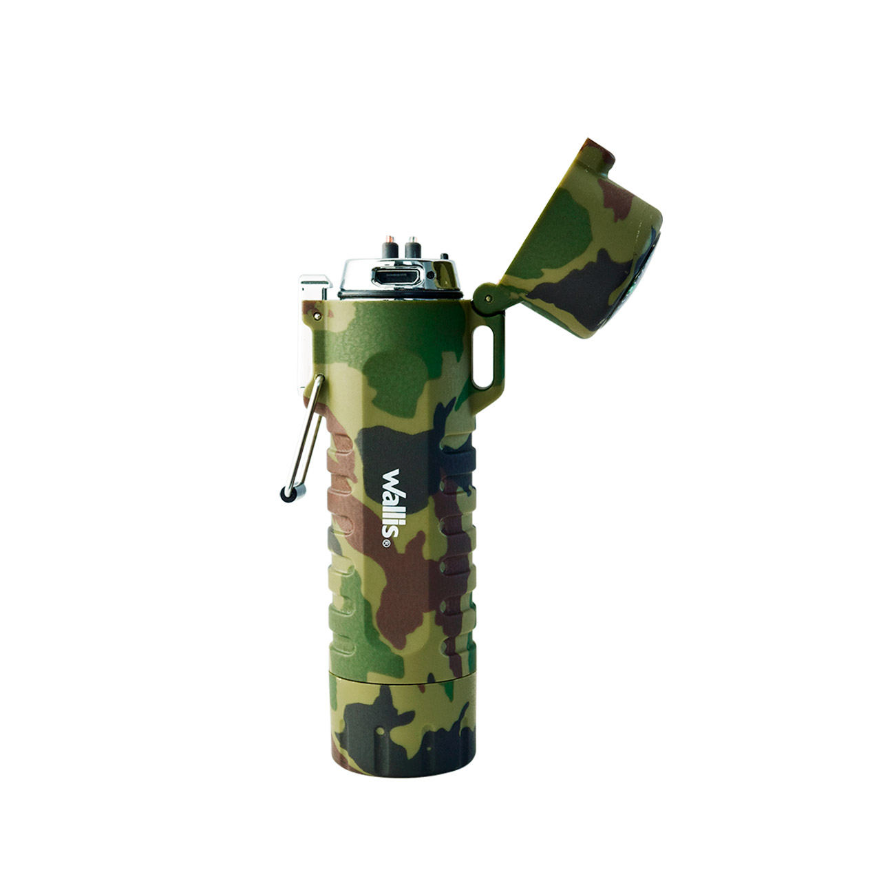 Encendedor electrónico USB con brújula, a prueba de agua, verde camuflaje