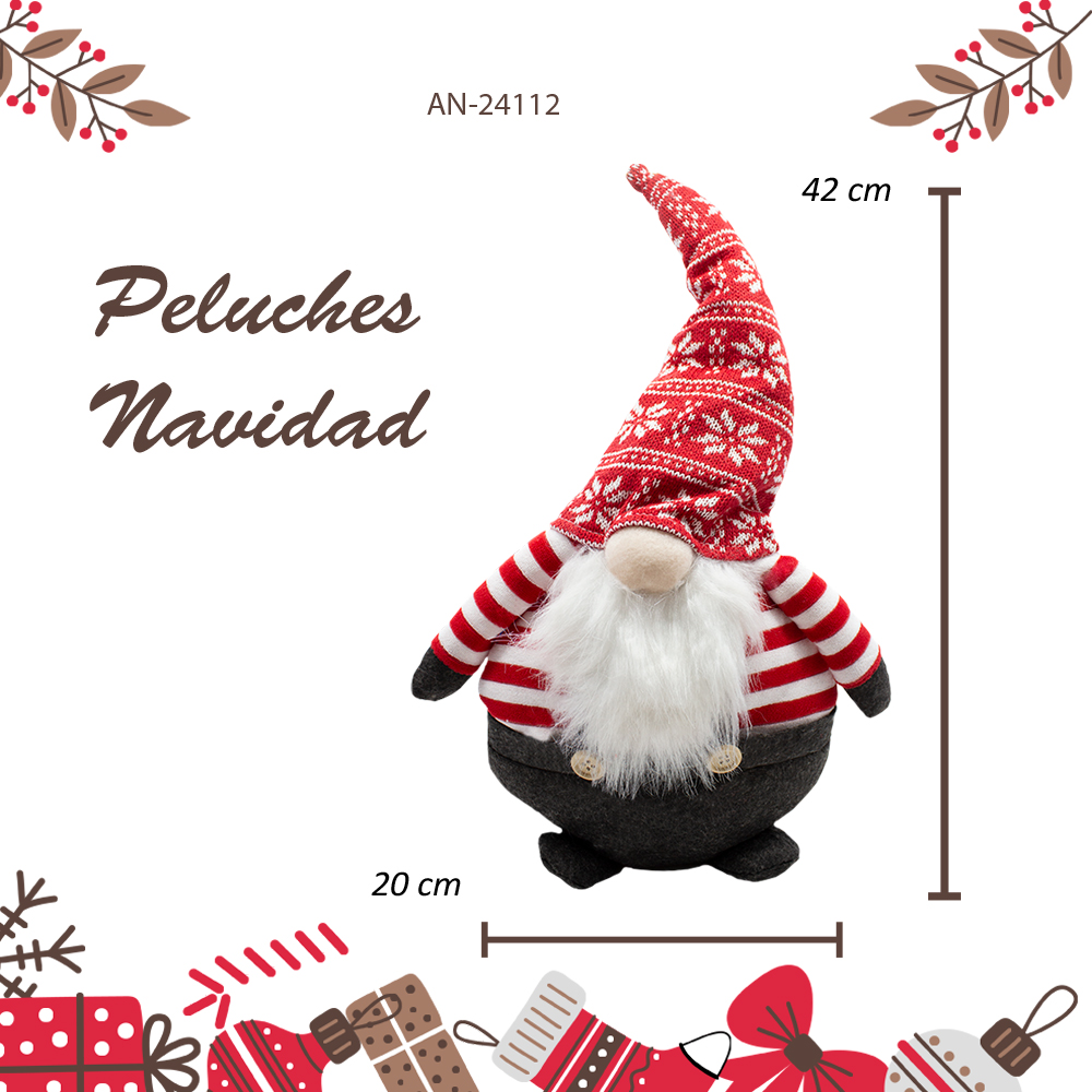 Hermoso Gnomo de Navidad Papá Noe Hecho a Mano 42cm de Alto, Adornos de Navidad