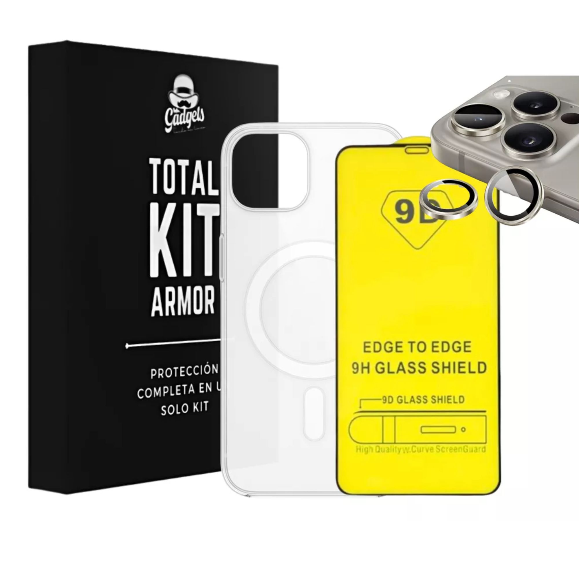 Kit Funda + Mica Pantalla + Aros Cámara Para iPhone Magsafe Para Iphone 12 pro max / Titanio