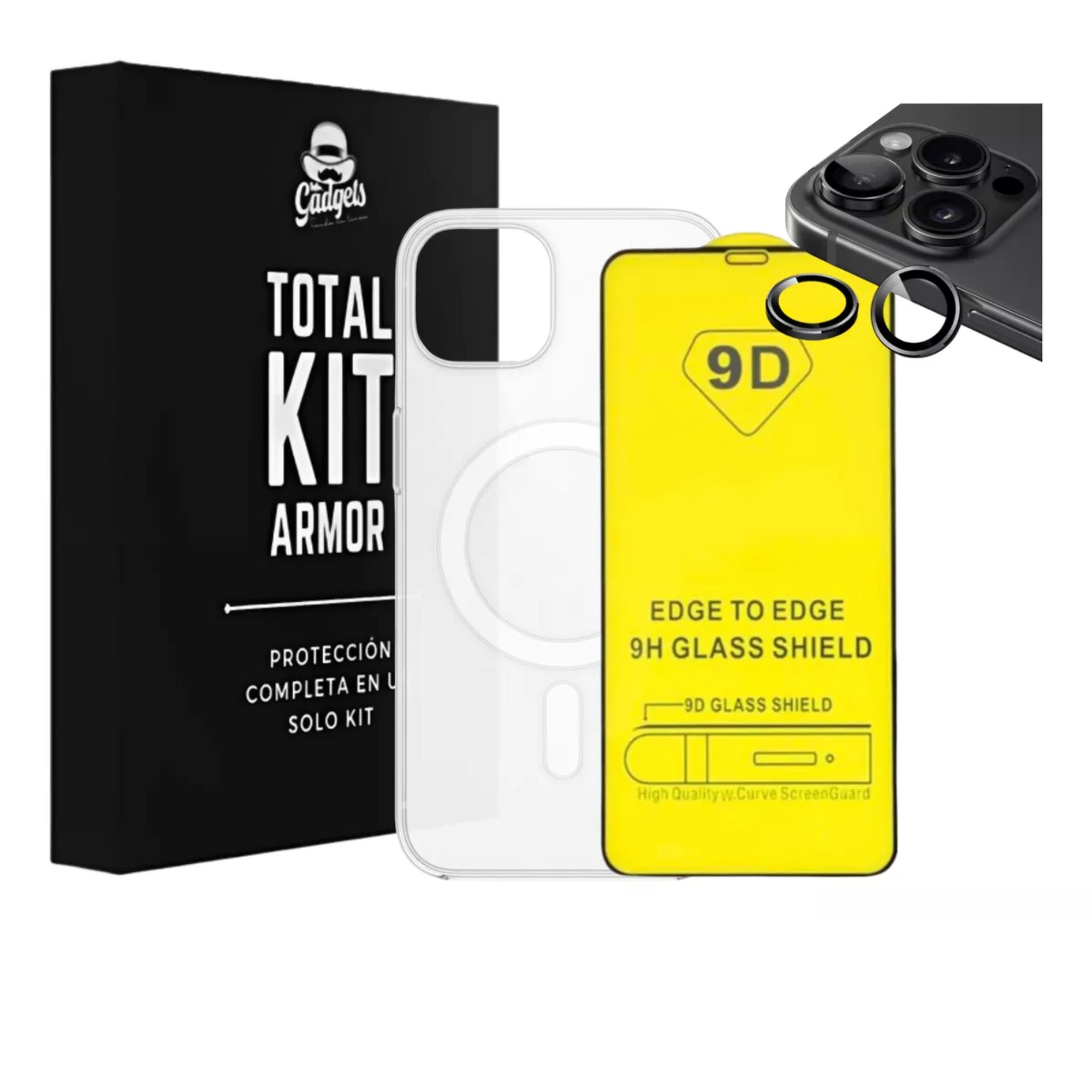Kit Funda + Mica Pantalla + Aros Cámara Para iPhone Magsafe Para Iphone 12 pro max / Titanio