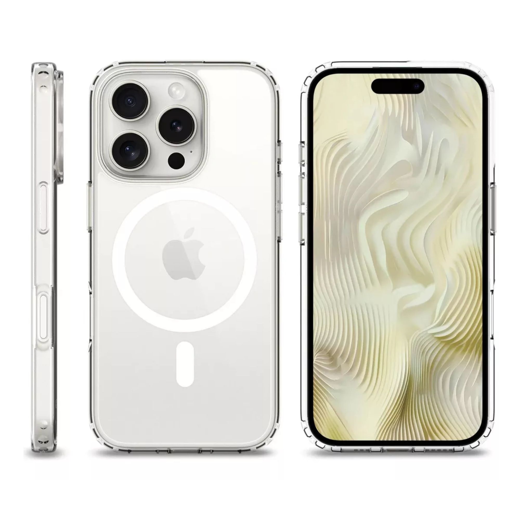 Kit Funda + Mica Pantalla + Aros Cámara Para iPhone Magsafe Para Iphone 12 pro max / Titanio