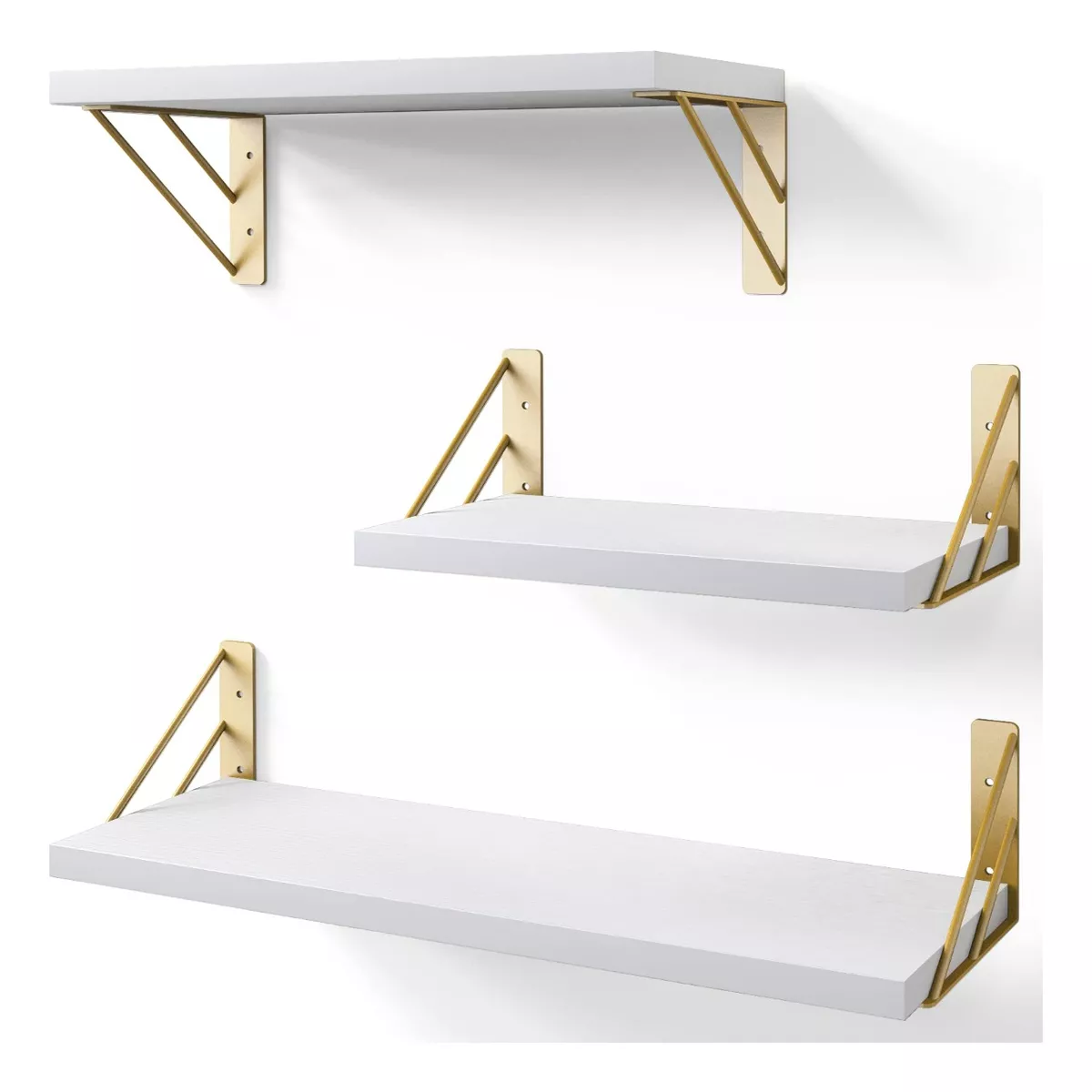 3 Repisas Flotantes Madera Minimalista Blanco