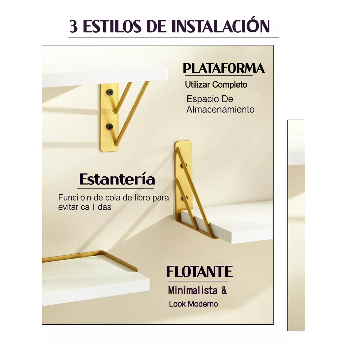 3 Repisas Flotantes Madera Minimalista Blanco