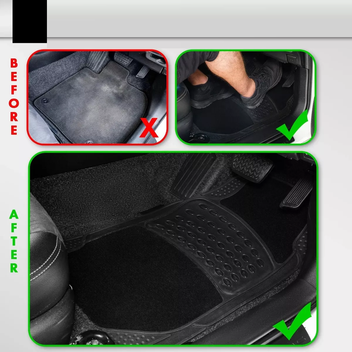 Tapetes Para Auto Universales Uso Rudo Juego De 4 Piezas