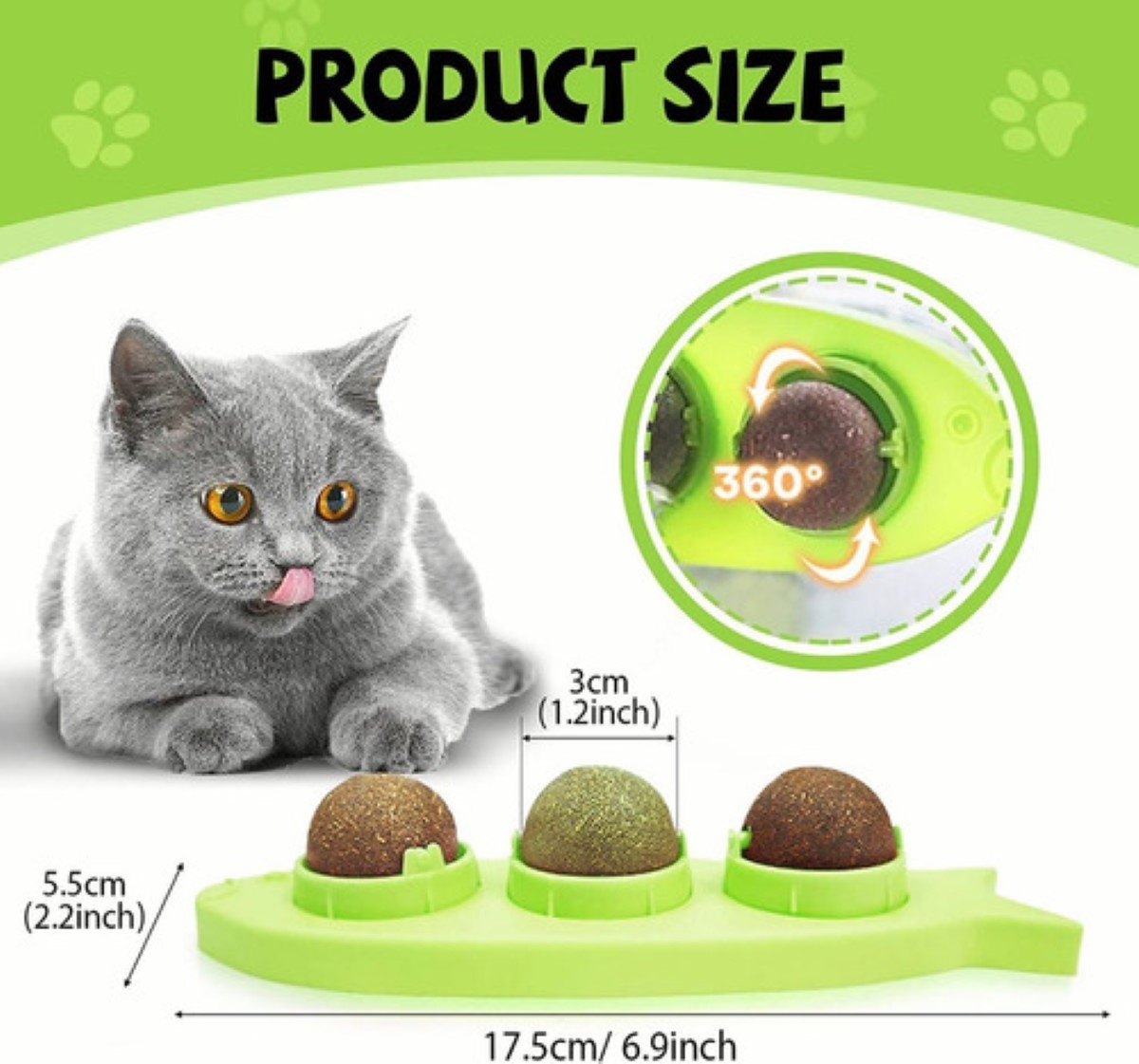 Catnip Hierba Para Gatos Juguetes Para Gatos 3bola Giratoria VERDE