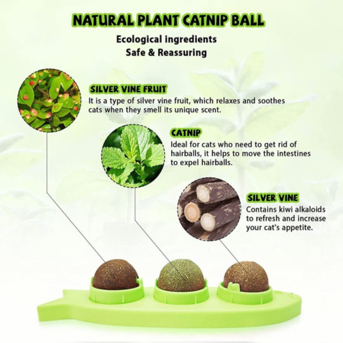 Catnip Hierba Para Gatos Juguetes Para Gatos 3bola Giratoria VERDE