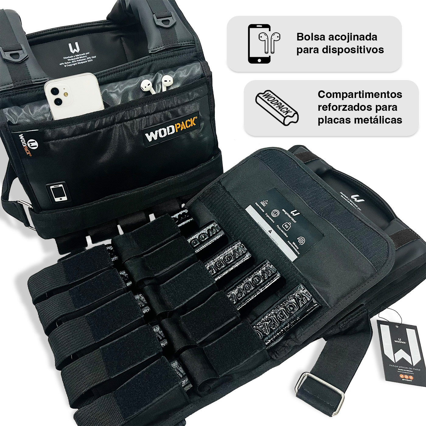 Chaleco de peso Elite 22 K Black WODPACK, Running, Rucking, Crossfit.