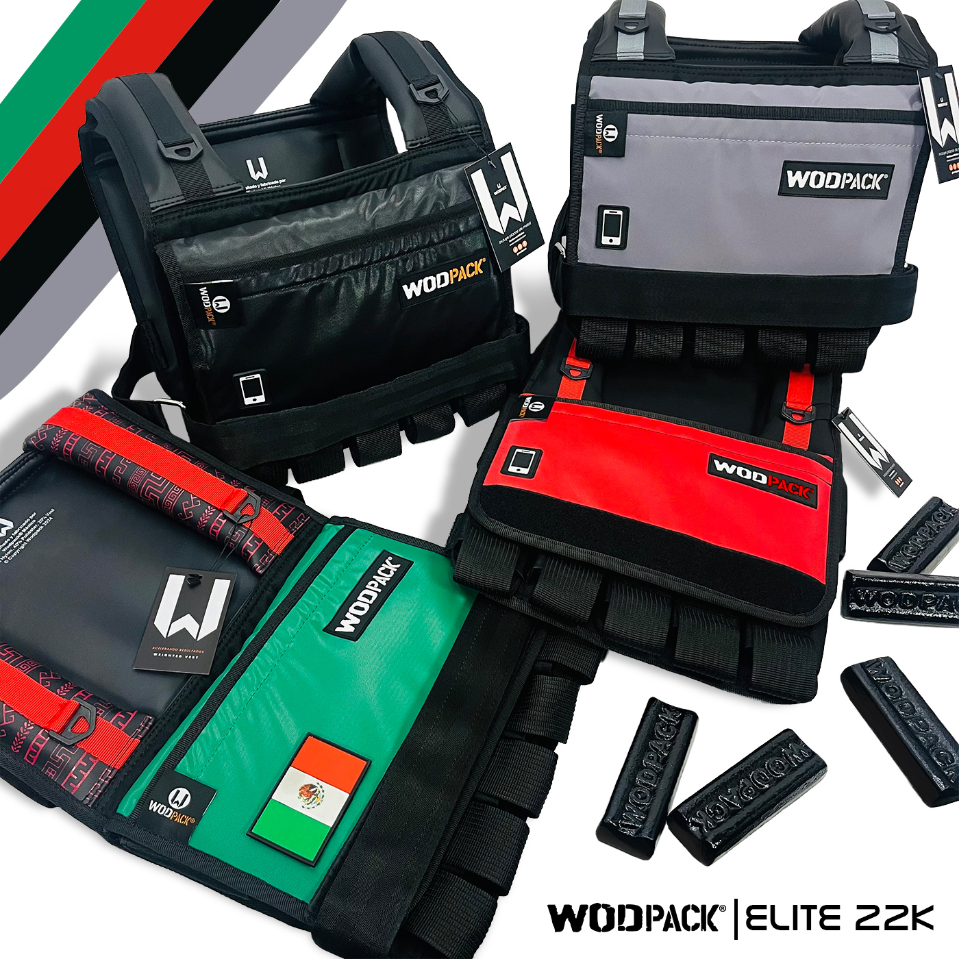Chaleco de peso Elite 22 K Black WODPACK, Running, Rucking, Crossfit.
