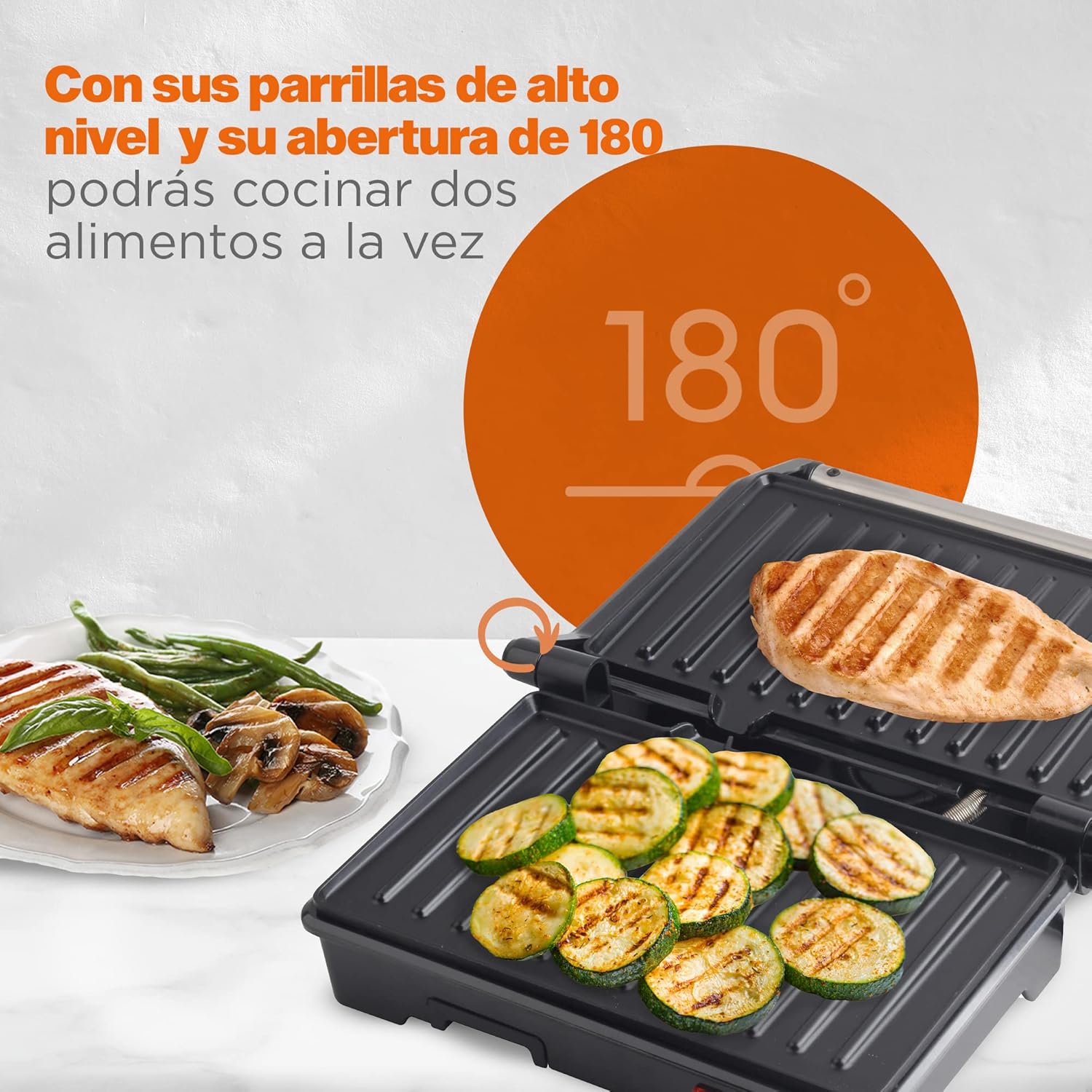 Parrilla para Panini Grill, Prensa eléctrica, Plancha eléctrica antiadherente 2 en 1
