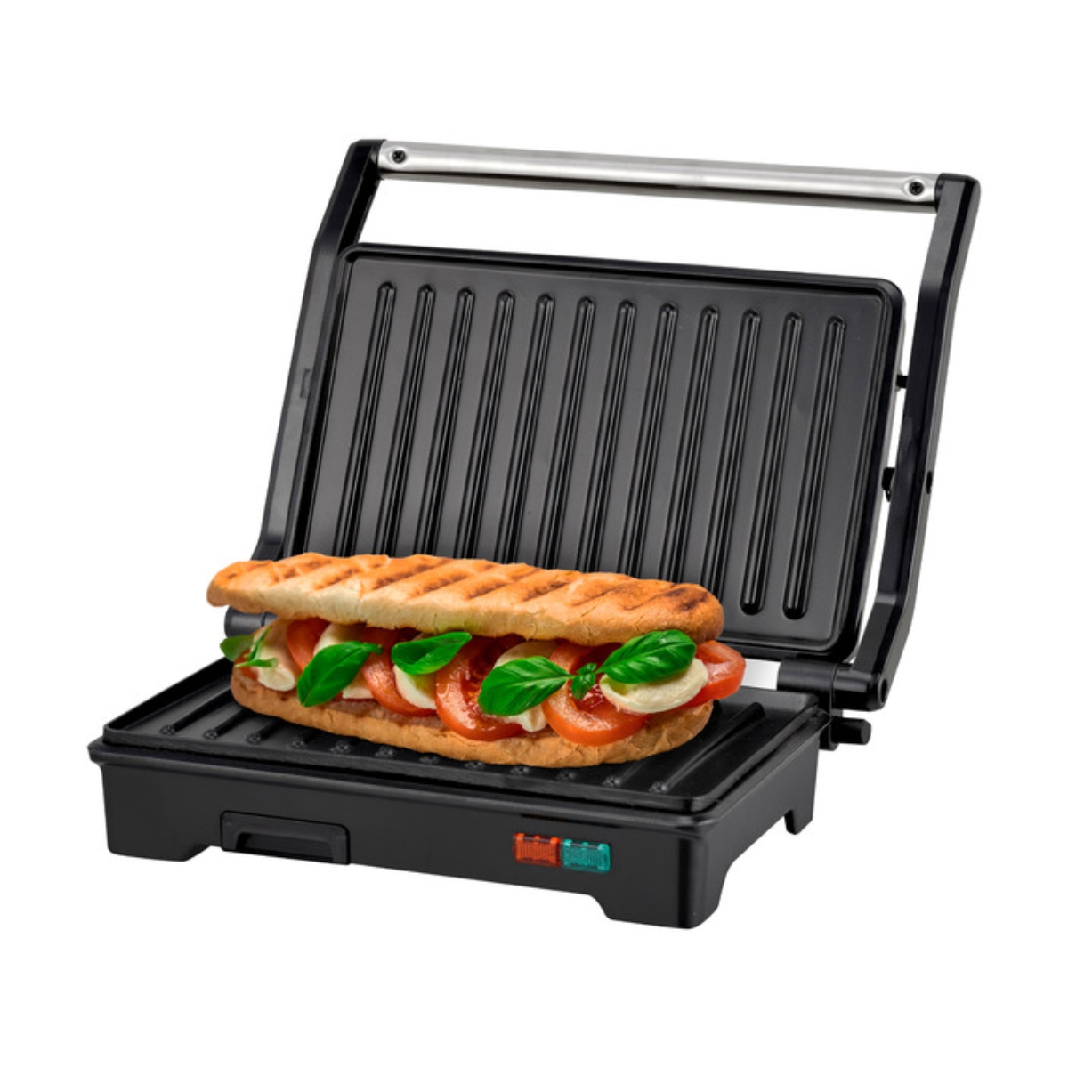 Parrilla para Panini Grill, Prensa eléctrica, Plancha eléctrica antiadherente 2 en 1