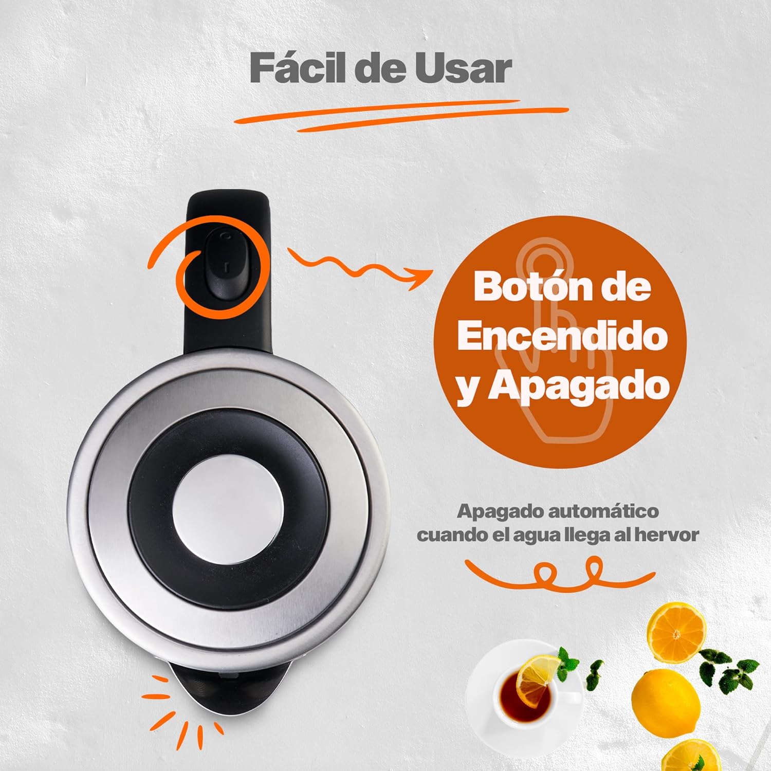 Tetera Eléctrica, Hervidor de Agua Eléctrico con Infusor de 1.7 Litros, Acero Inoxidable con Ventana