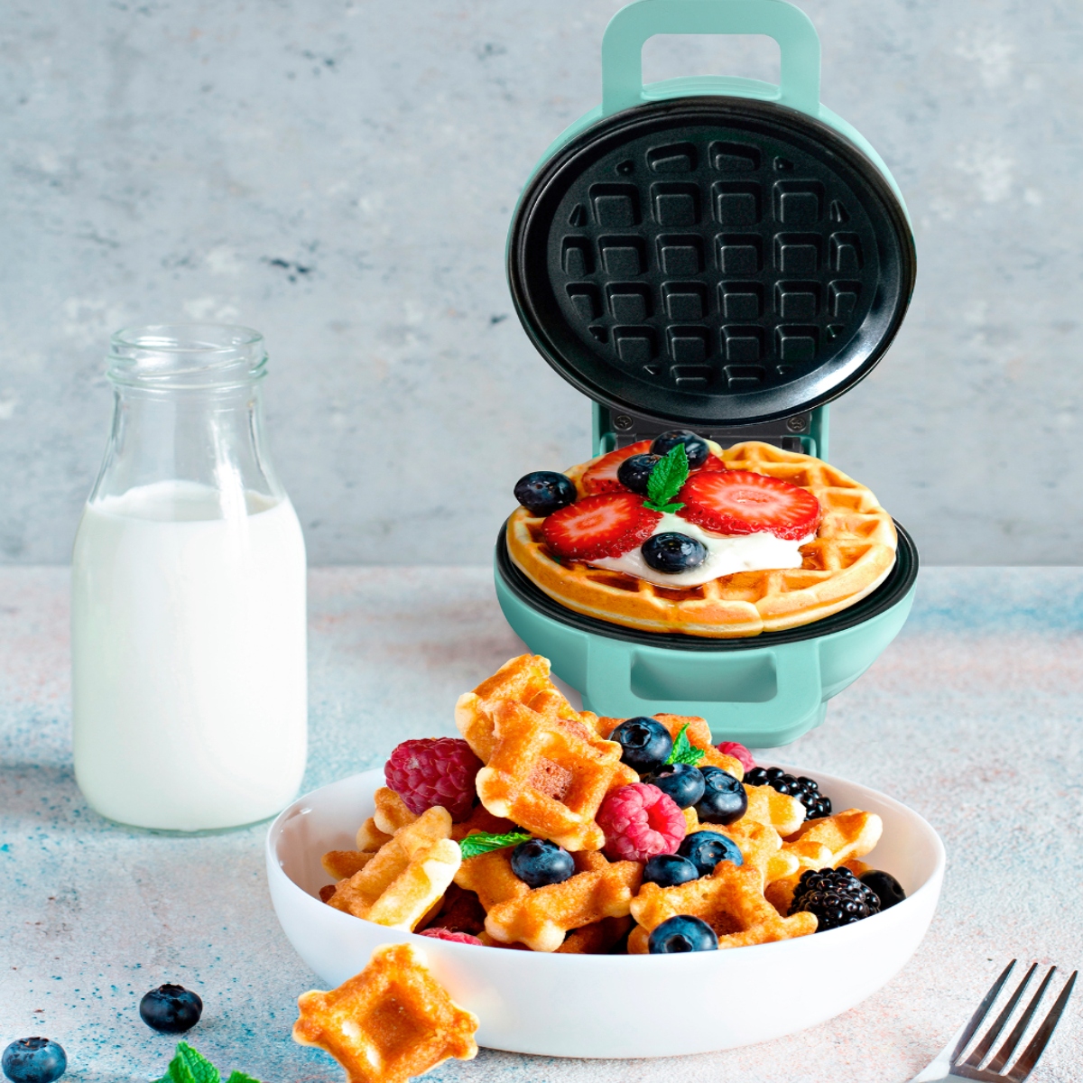 Mini Maquina Waffle/Hot Cakes, Parrilla antiadherente