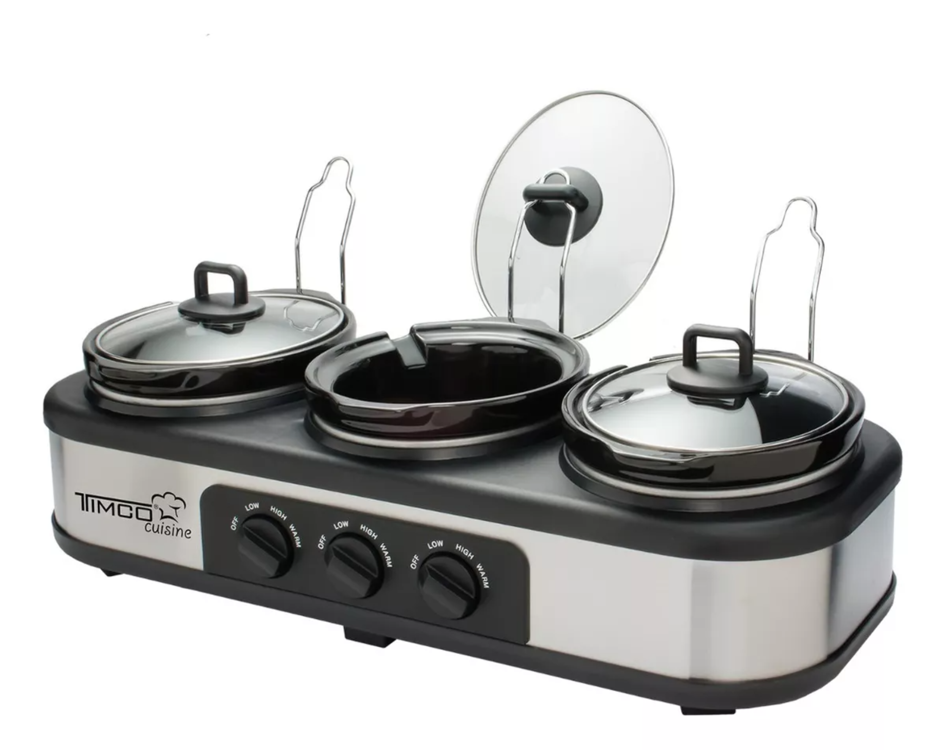 Bufetera Electrica Triple Calentamiento 3 Espacios Insertos De Ceramica Timco