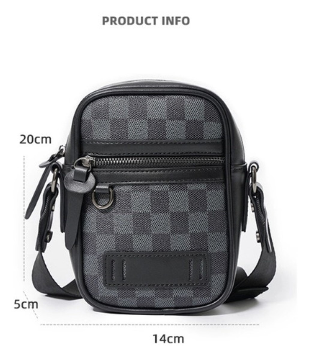 Bolso Para Hombre Crossbody Casual Negro Tartán cuadrado