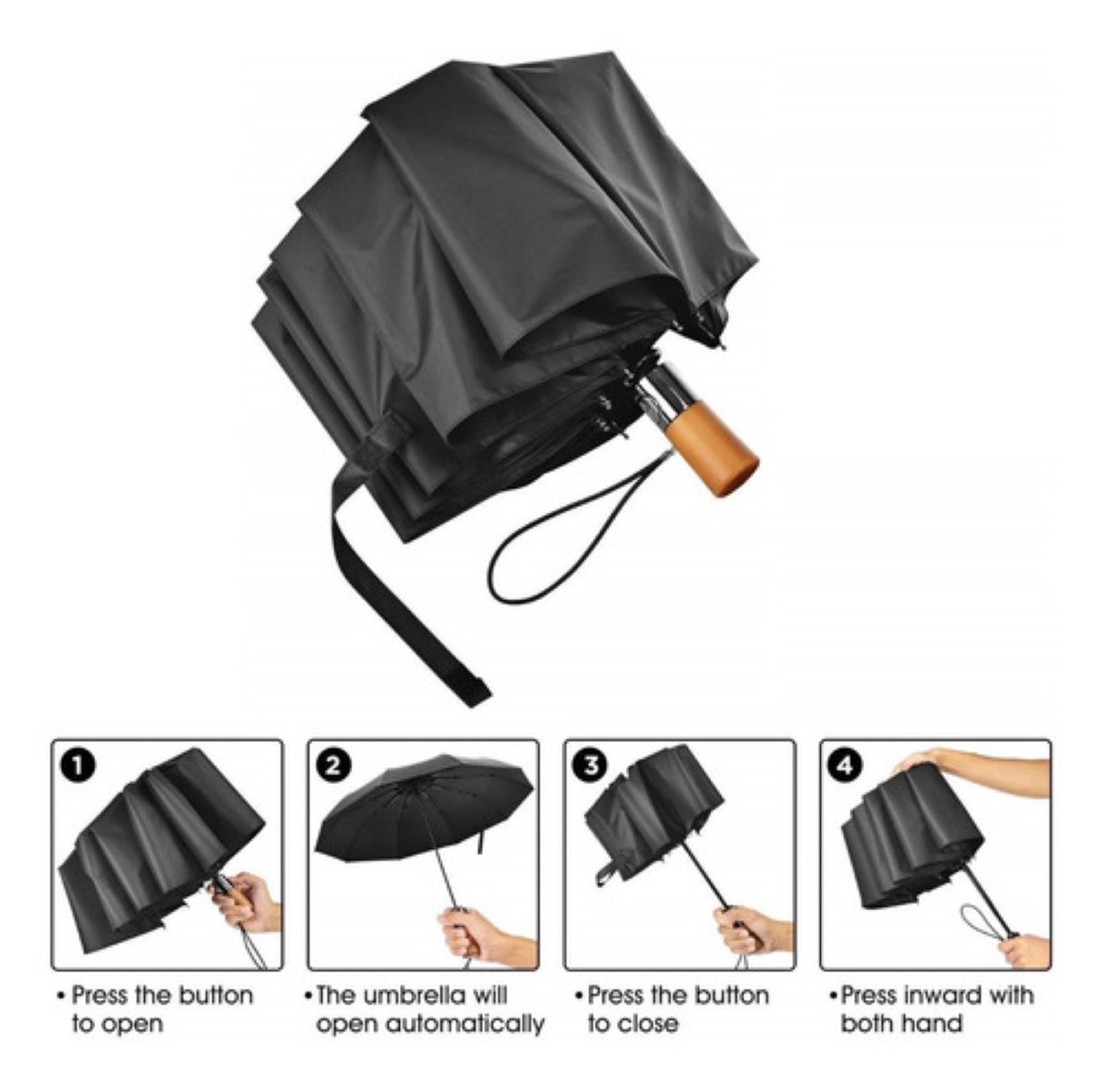 Paraguas Sombrillas Grande Plegable Para Auto Regalos Hombre negro
