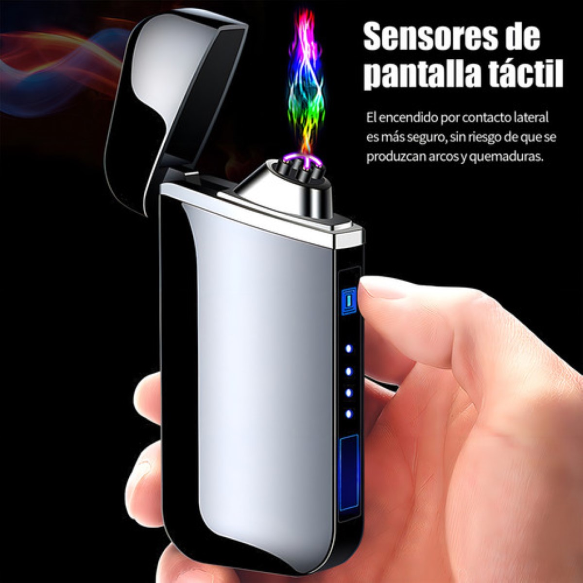 Encendedor metal Usb recargable inducción táctilencendedor negro