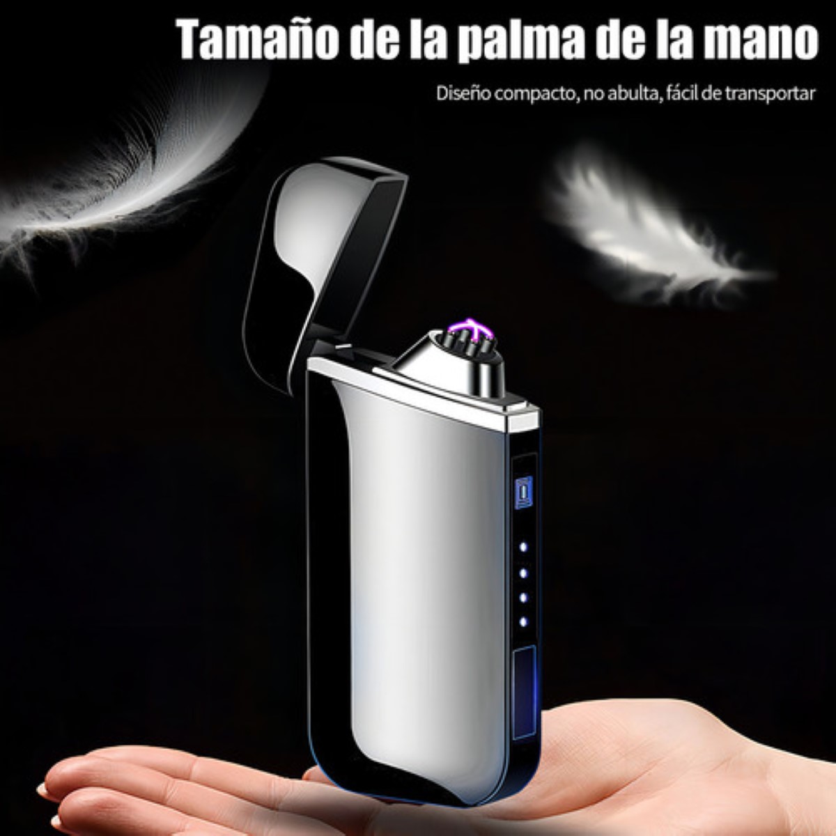 Encendedor metal Usb recargable inducción táctilencendedor negro