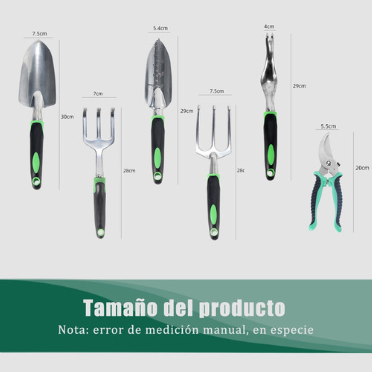 Juego De Herramientas Y Jardín 22 Pzs Aleación De Aluminio verde negro plata