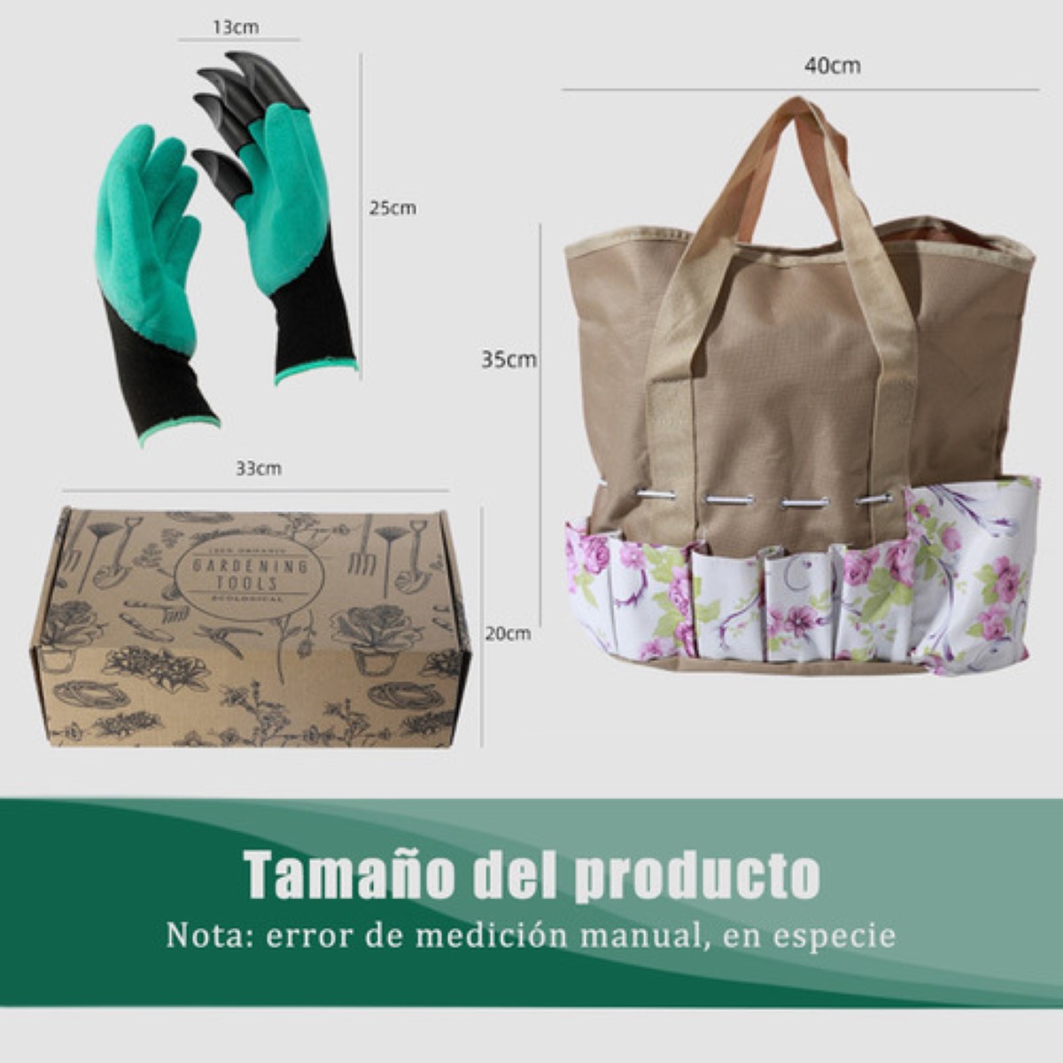 Juego De Herramientas Y Jardín 22 Pzs Aleación De Aluminio verde negro plata