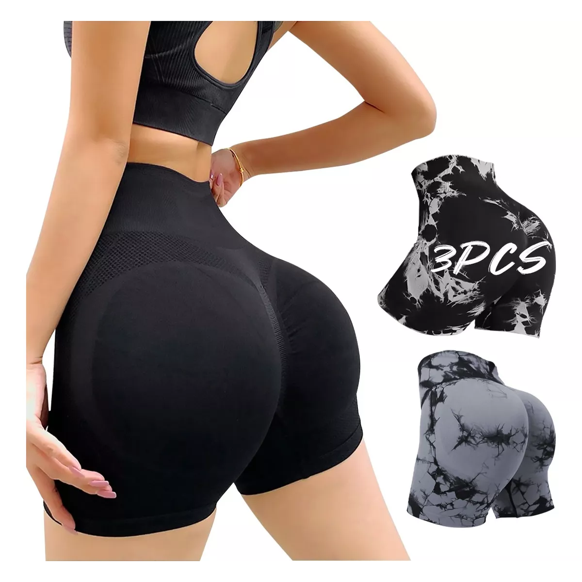 3pzs Leggins Deportivos Mallas Mujer Licra Push Up Gym Yoga Talla M