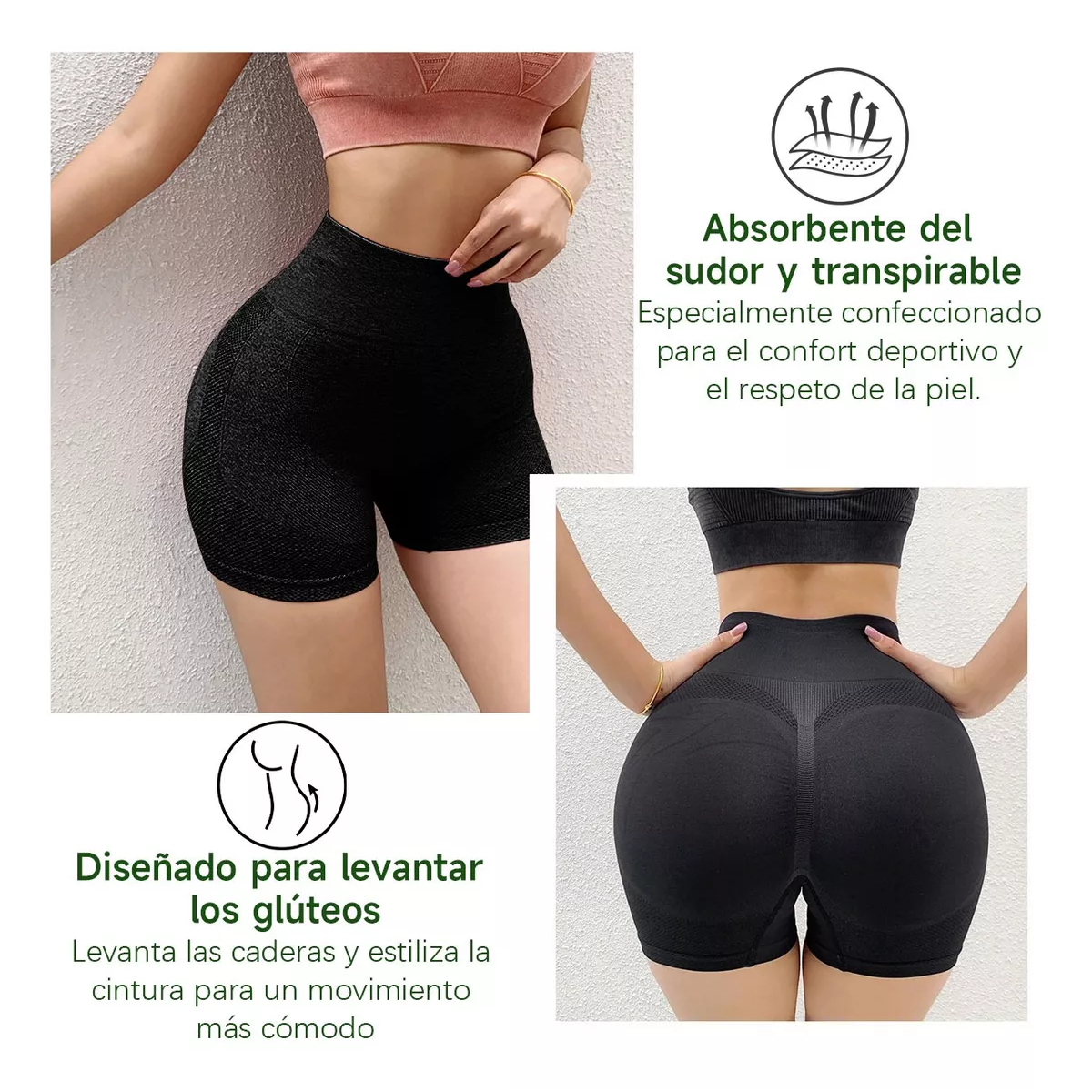 3pzs Leggins Deportivos Mallas Mujer Licra Push Up Gym Yoga Talla M