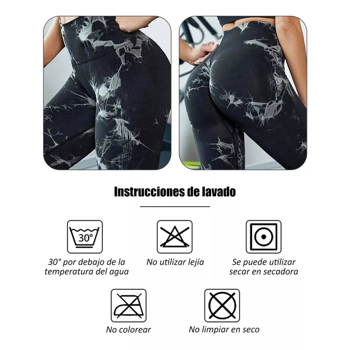 Leggings Deportivos Mujer Para Yoga Tie-dye Ropa Gym Mujer Negro Talla M