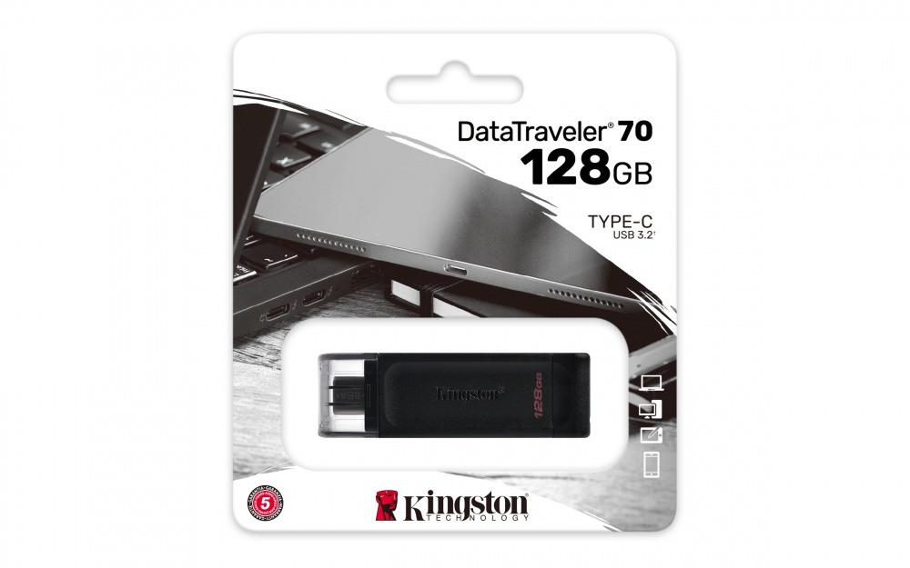 KINGSTON MEMORIA USB TIPO C 128G NEGRA DT70-128GB