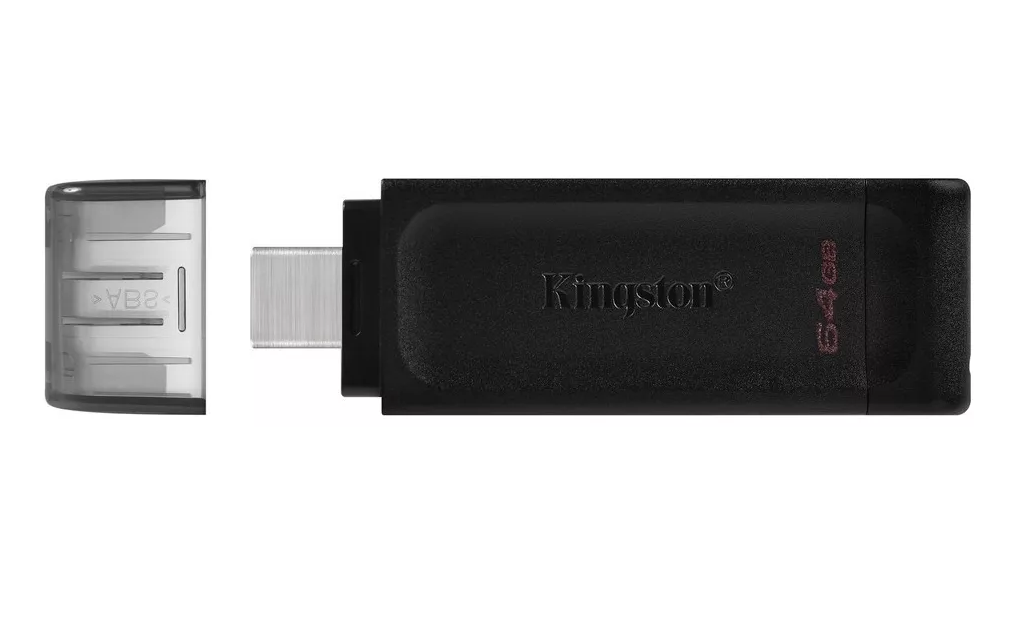 KINGSTON MEMORIA USB TIPO C 64GB NEGRA DT70-64GB