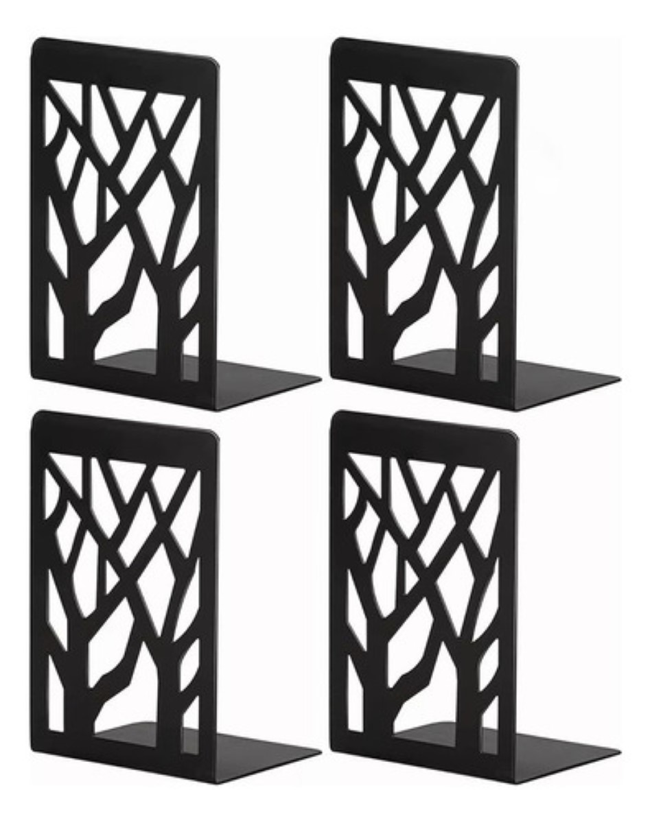 Sujetalibro Para Estantes Soporte Negro De Metalde 4pcs