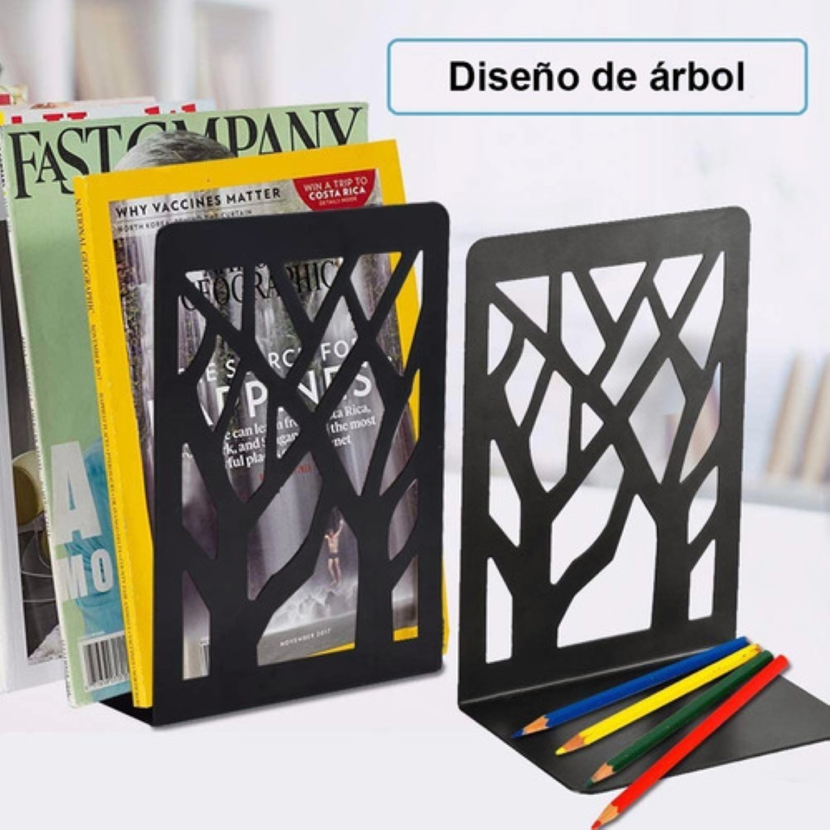 Sujetalibro Para Estantes Soporte Negro De Metalde 4pcs