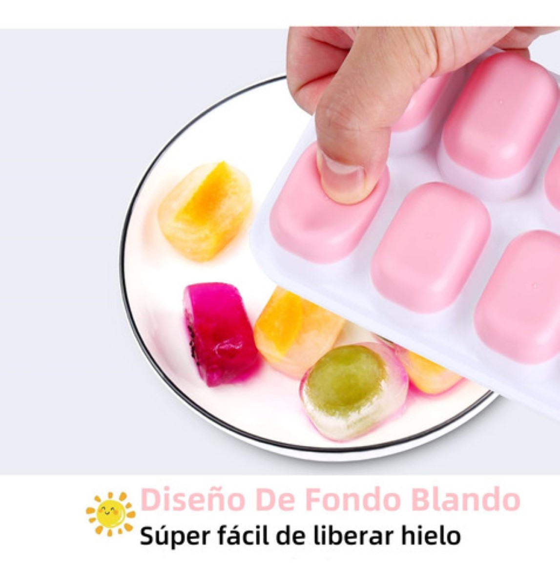 Molde Para Hielos De Hielo Con Tapa Cubitos Charolas 2 Juego ROSA Y AZUL