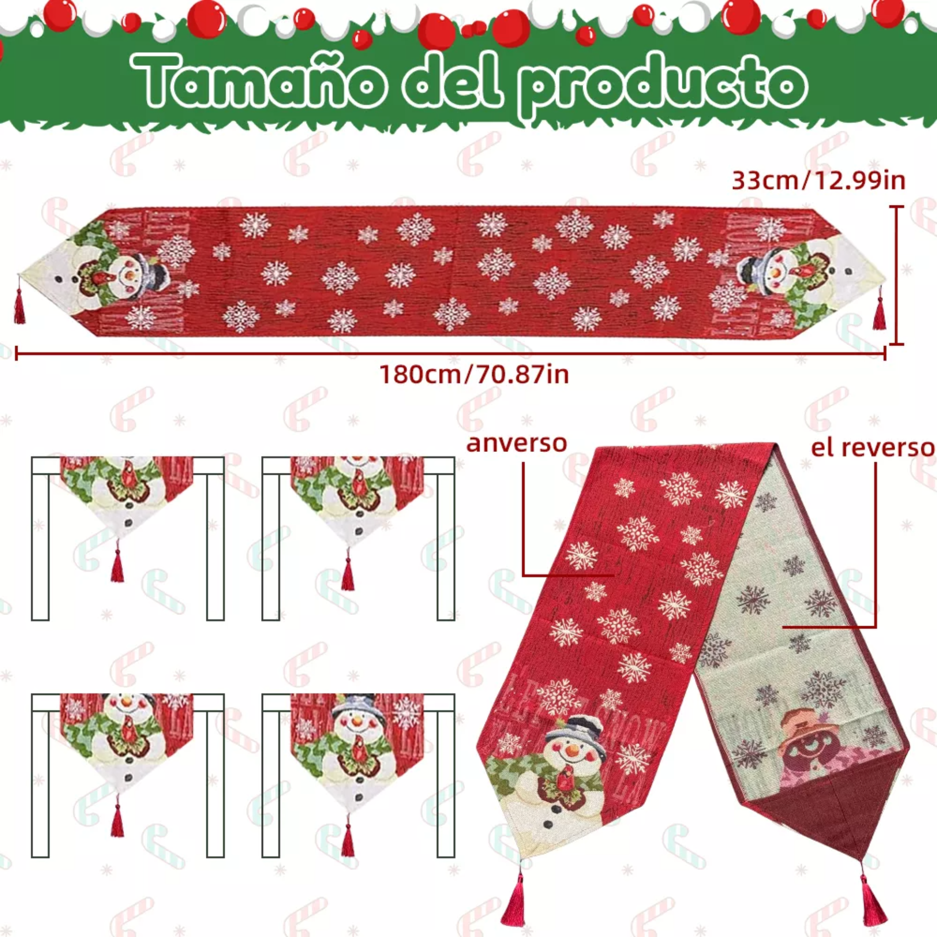 Camino De Mesa Navidenos Decoración Navidad Mantel 33x180cm