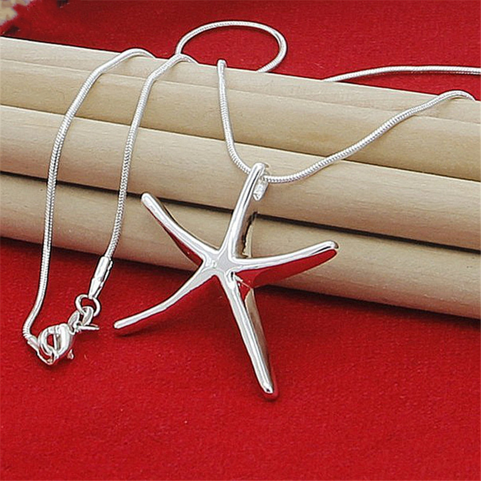 Collar de dijes de estrella de mar, cadena de moda para mujer,  55 cm de longitud