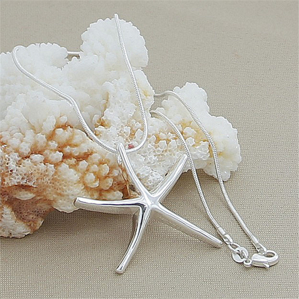 Collar de dijes de estrella de mar, cadena de moda para mujer,  55 cm de longitud