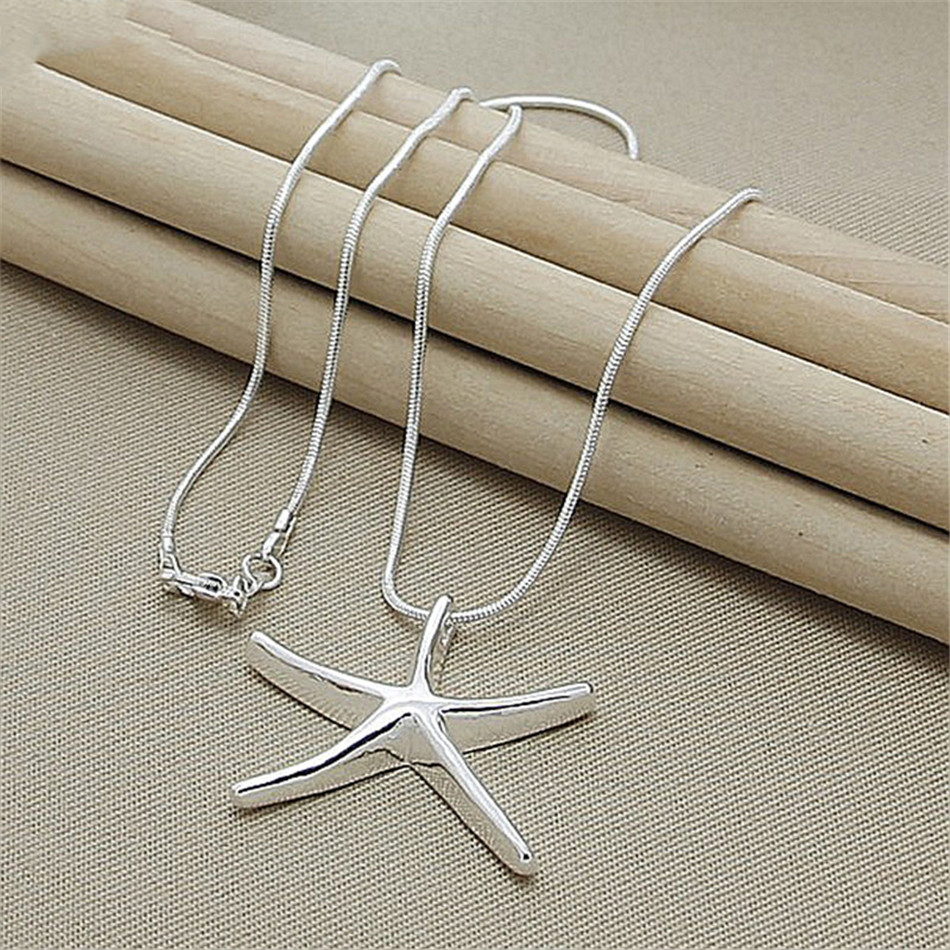 Collar de dijes de estrella de mar, cadena de moda para mujer,  55 cm de longitud