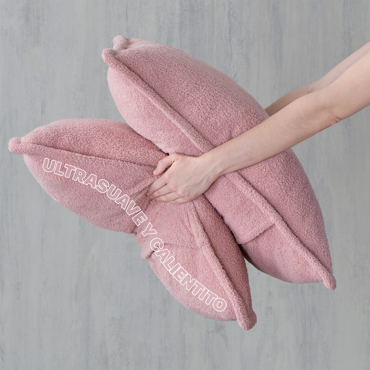 Cobertor Aborregado Edredón Afelpado Invernal Individual + Fundas – Rosa REAL TEXTIL