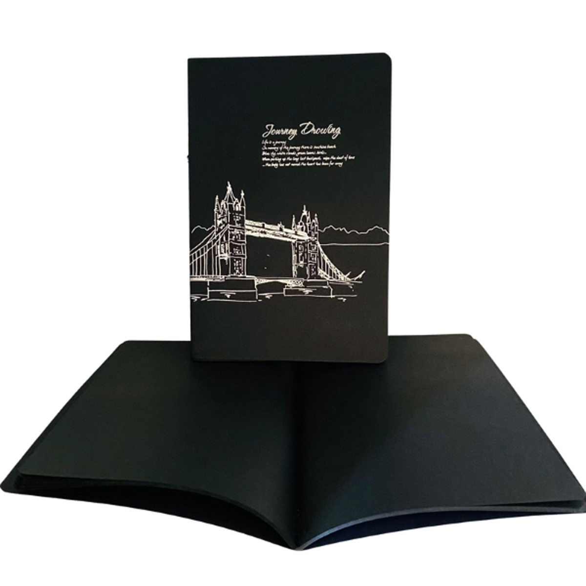 Libreta Cuaderno Cosida Hojas Negras 40 Hojas 21 X 14.5 Cm