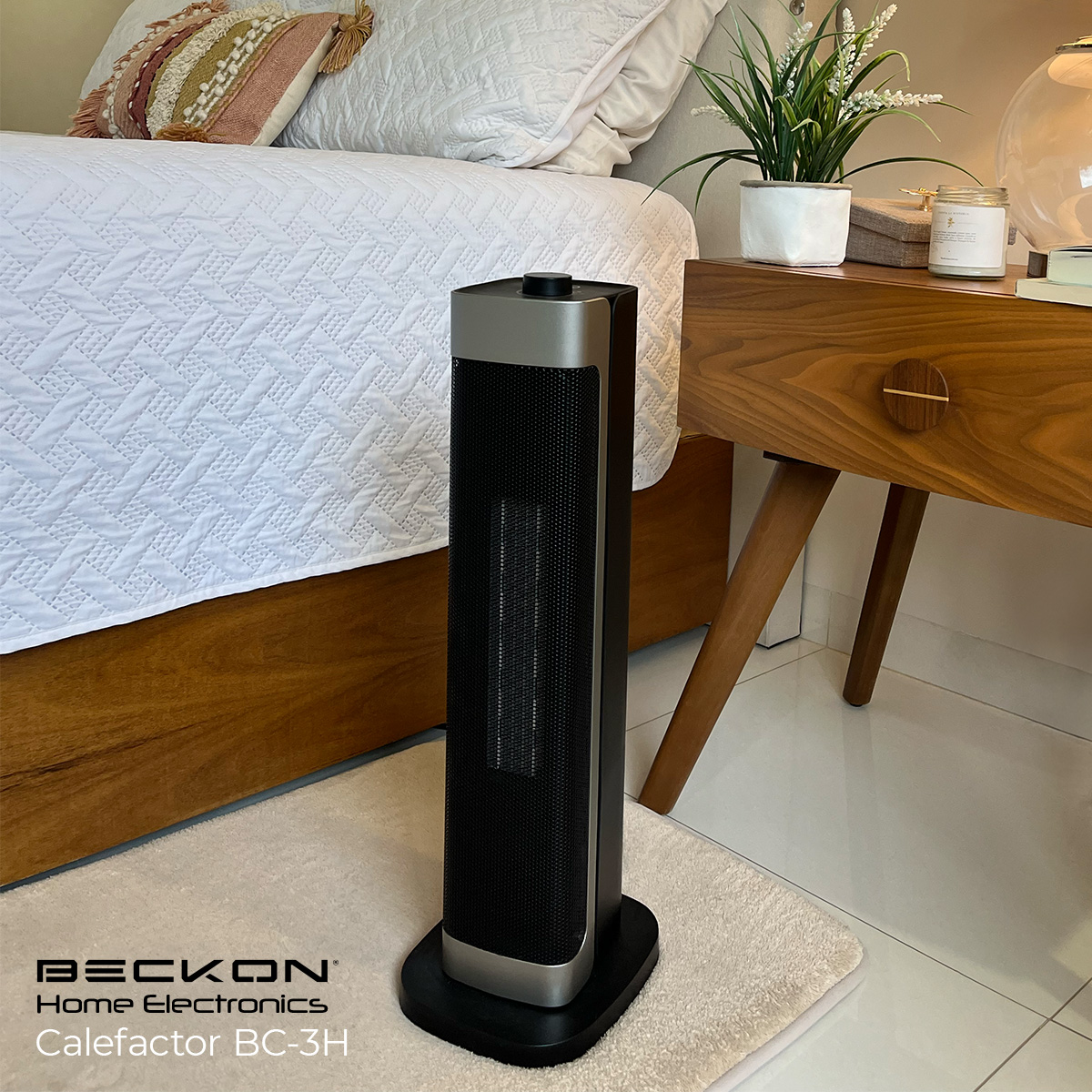 Calefactor Calentador eléctrico cerámico PTC de torre Beckon 60 cm de alto TURBO HEATER 750W / 1500W