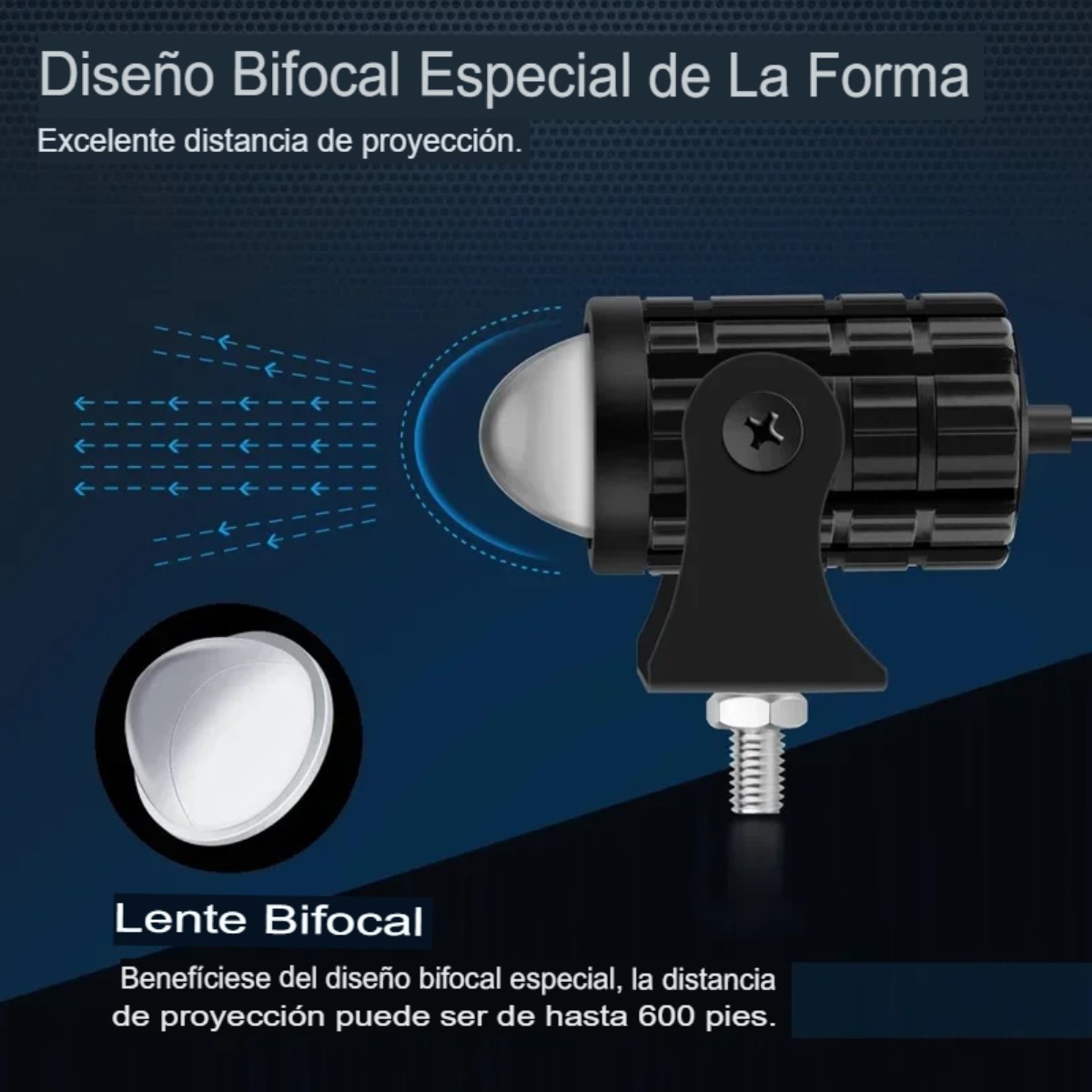Faro auxiliar Mini luz motocicleta Color blanco lámpara foco antiniebla negro botón auto led metal.