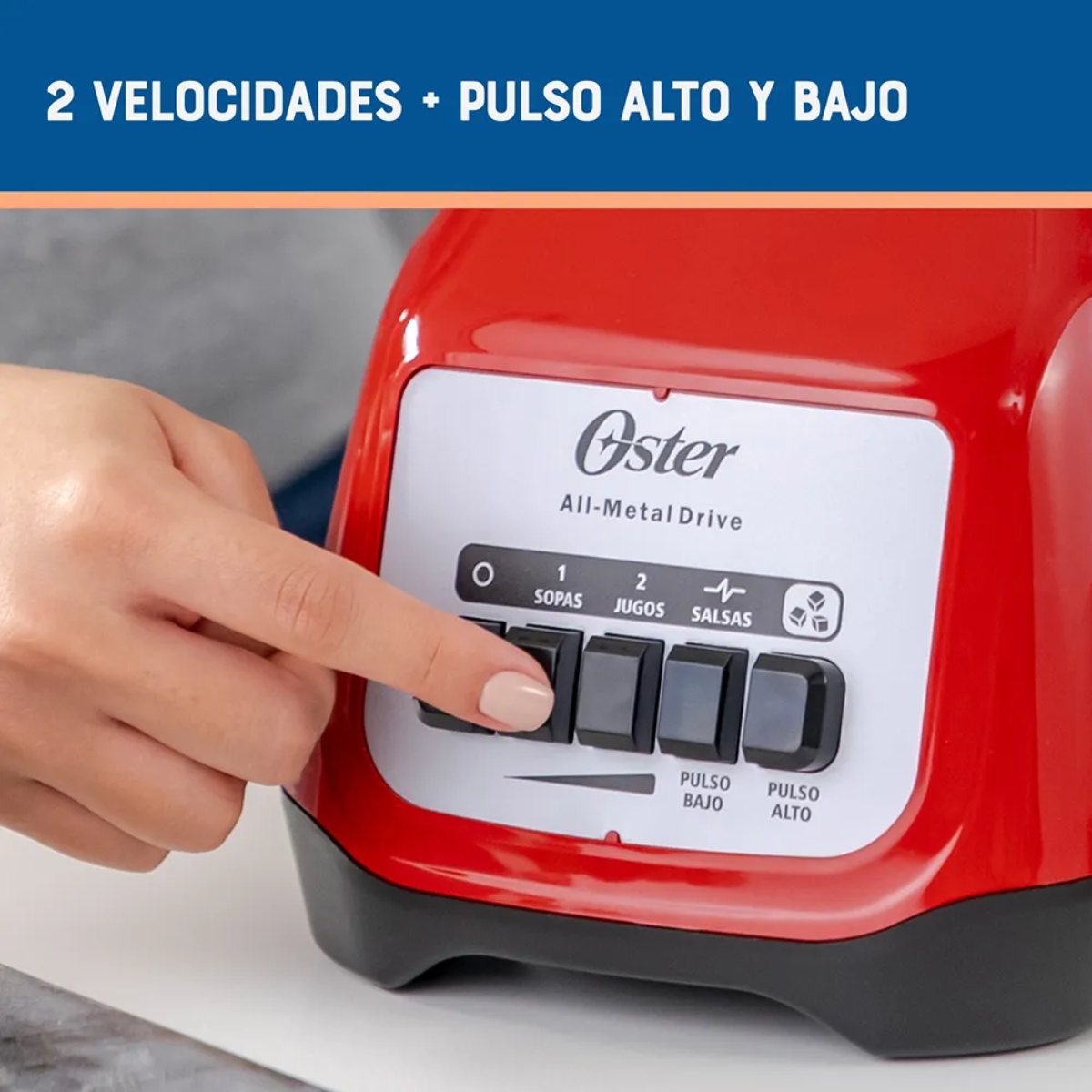 Licuadora Oster BLSTKAG RPB Vaso Vidrio 2 Vel + Pulso Roja ORTY3*