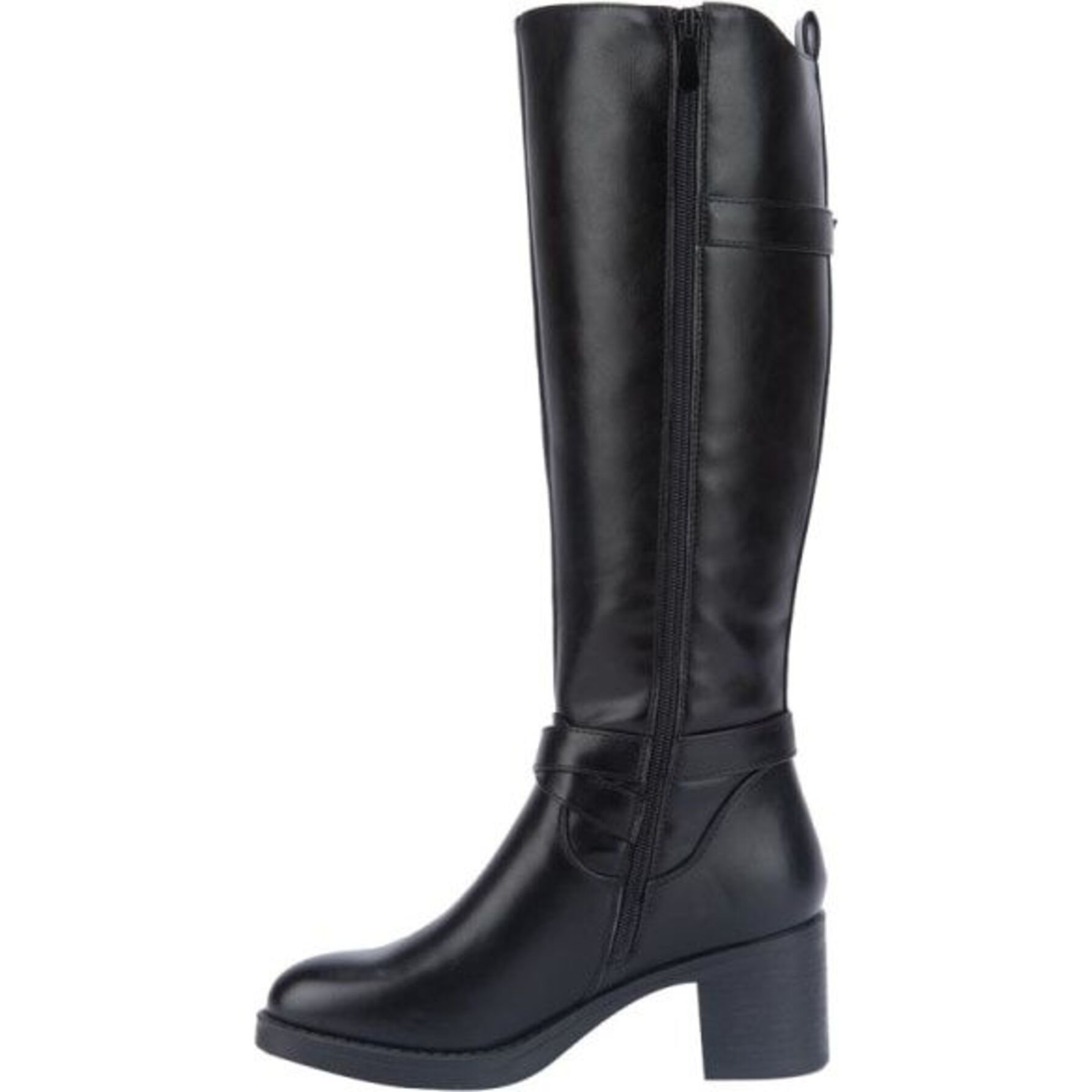 Bota para mujer, alta, con hebilla metálica, acabado napa, tacón medio, marca Tierra Bendita 1144372