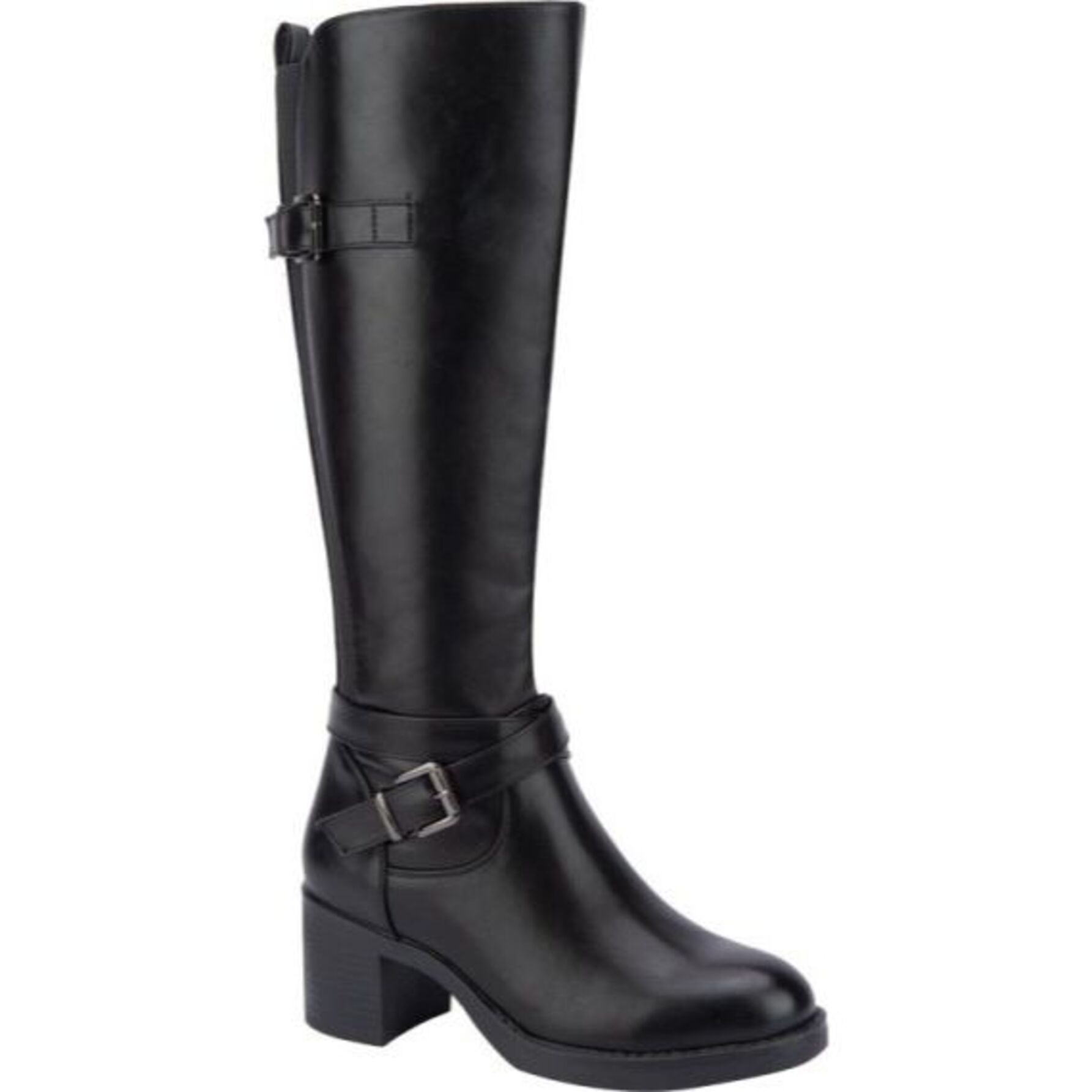 Bota para mujer, alta, con hebilla metálica, acabado napa, tacón medio, marca Tierra Bendita 1144372