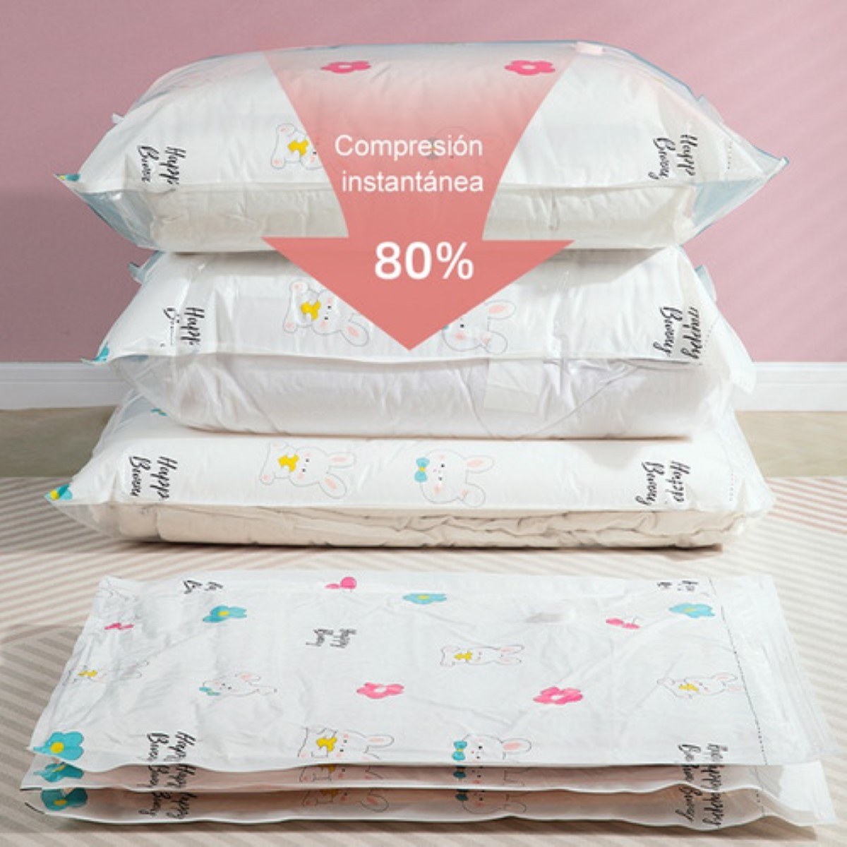 12x Bolsa De Vacío Con Bomba Manual Con Bolsa Ropa Interior BLANCO DIBIJOS COLORES
