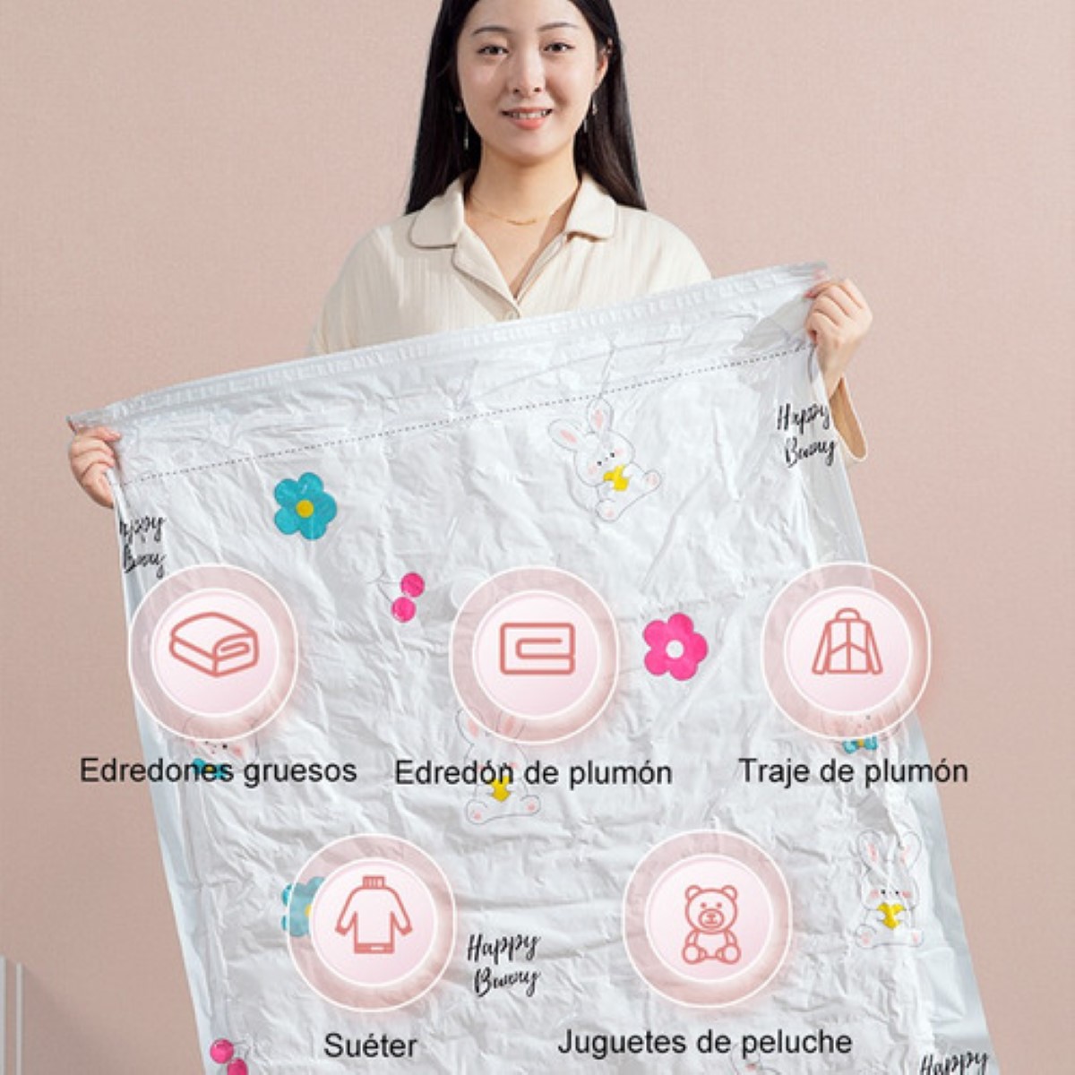 12x Bolsa De Vacío Con Bomba Manual Con Bolsa Ropa Interior BLANCO DIBIJOS COLORES