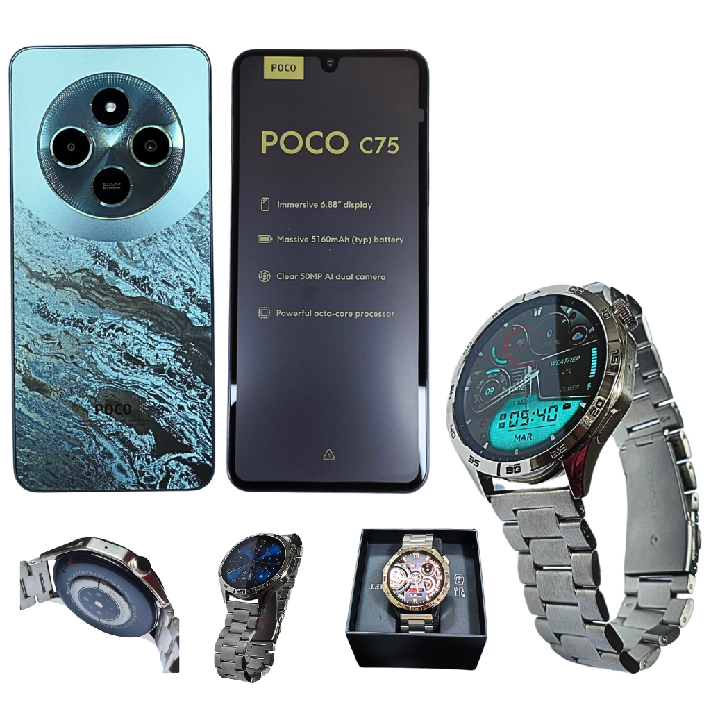 Xiaomi Poco C75 8gb ram 256gb con Smartwatch Clasico G-tide Power. Esmeralda