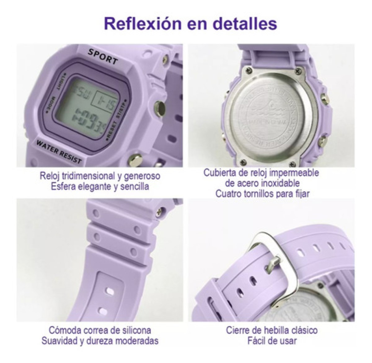 2 Reloj Deportivo Digital Para Mujer Y Hombre Reloj Digital ROSA MORADO