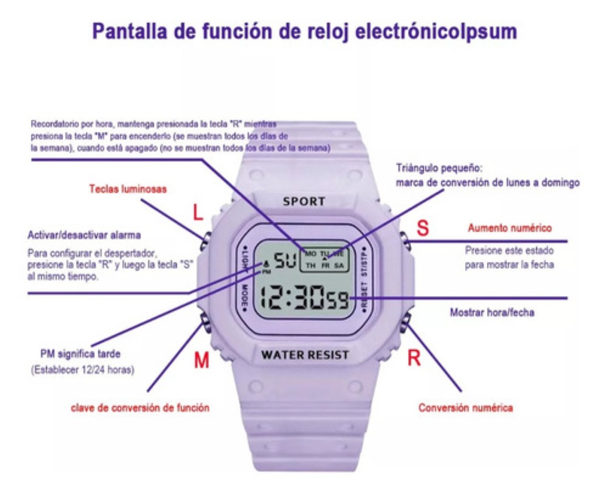 2 Reloj Deportivo Digital Para Mujer Y Hombre Reloj Digital ROSA MORADO