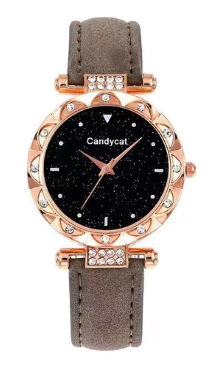 Relo j De Pulsera De Cuarzo Para Mujer Con Pulseraestrellado reloj gris pulcera oro rosa